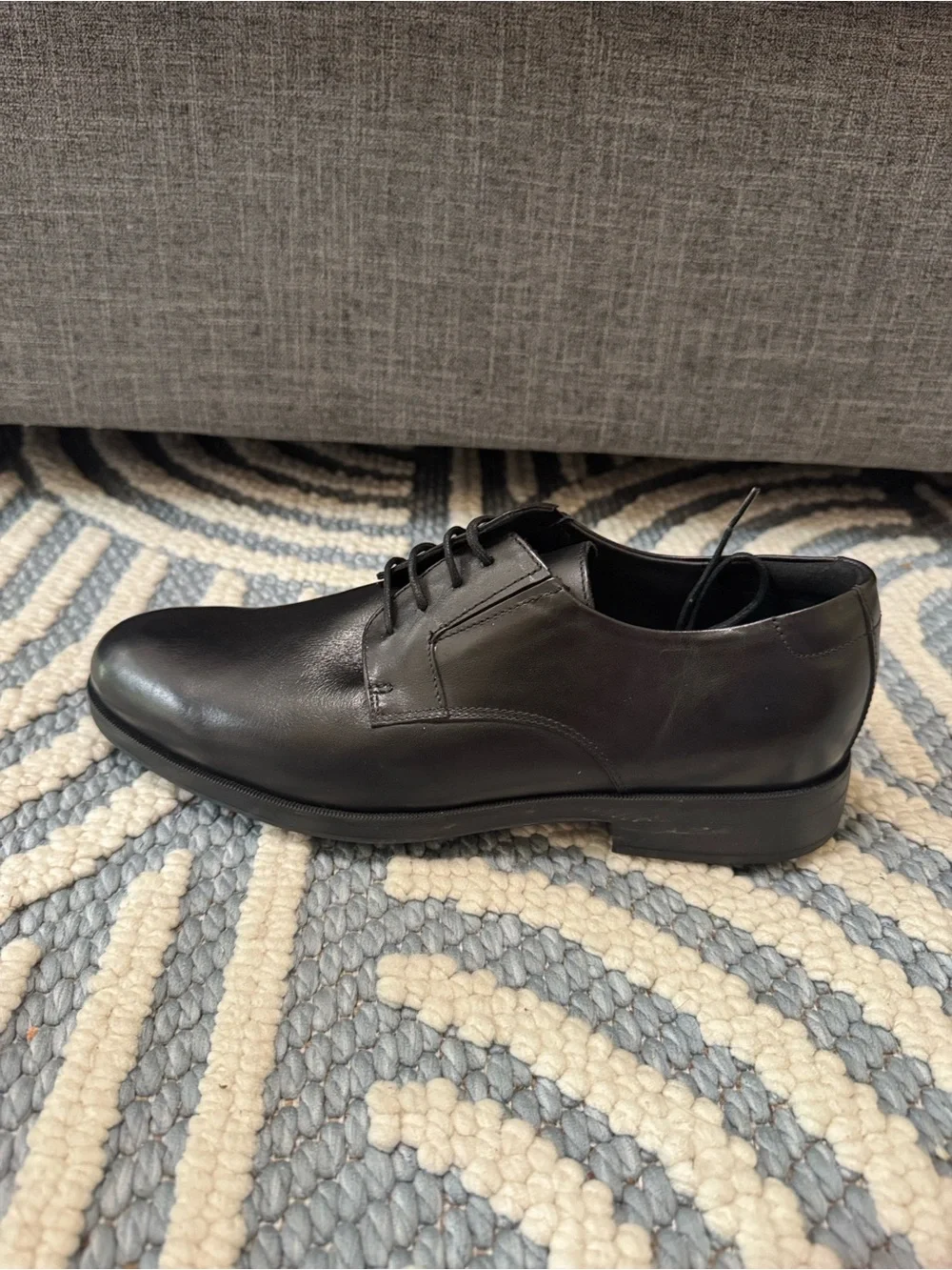 GEOX Black Leather Oxford Dress Shoes Men's EU 39 Breathable Lightweight